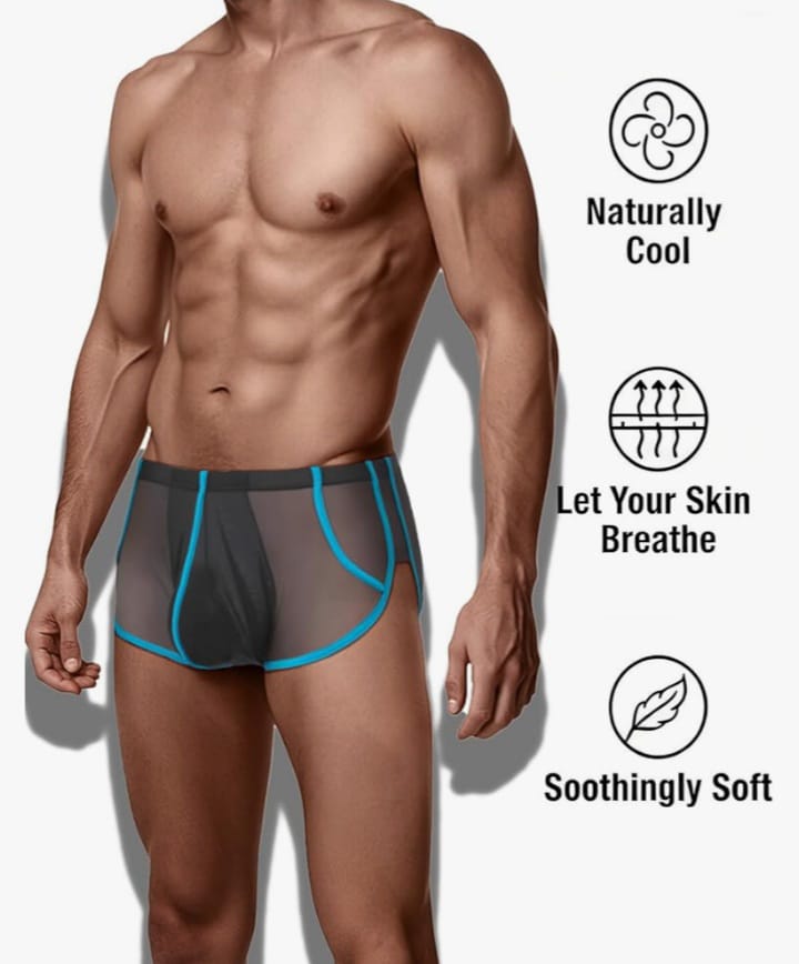 Men's Breathable Silk Boxer Moisture Wicking Underwear Briefs